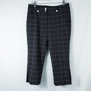 Nike‎ Golf Audrey Dri Fit Cropped Pant Black Windowpane Plaid Womens 8 403998